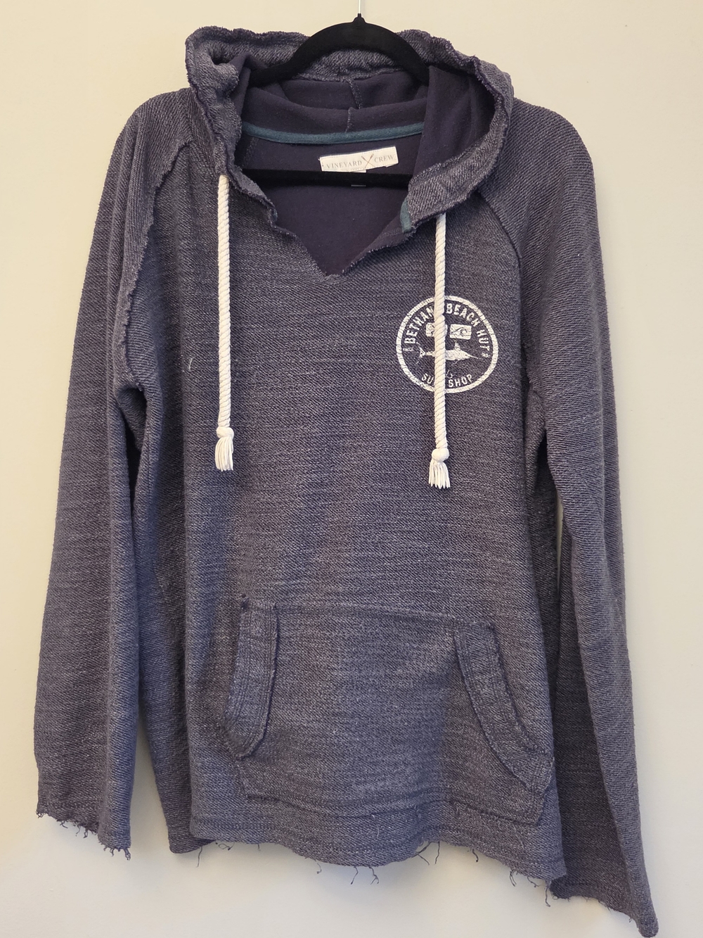 Cozy Navy Hooded Pullover with Rope Drawstrings
